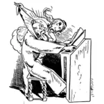 Angry ballet dancer and old man vector illustration